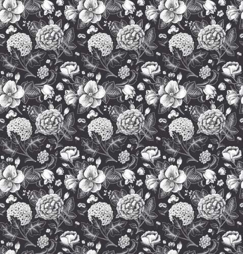 Printed Wafer Paper - Black Flowers - Click Image to Close